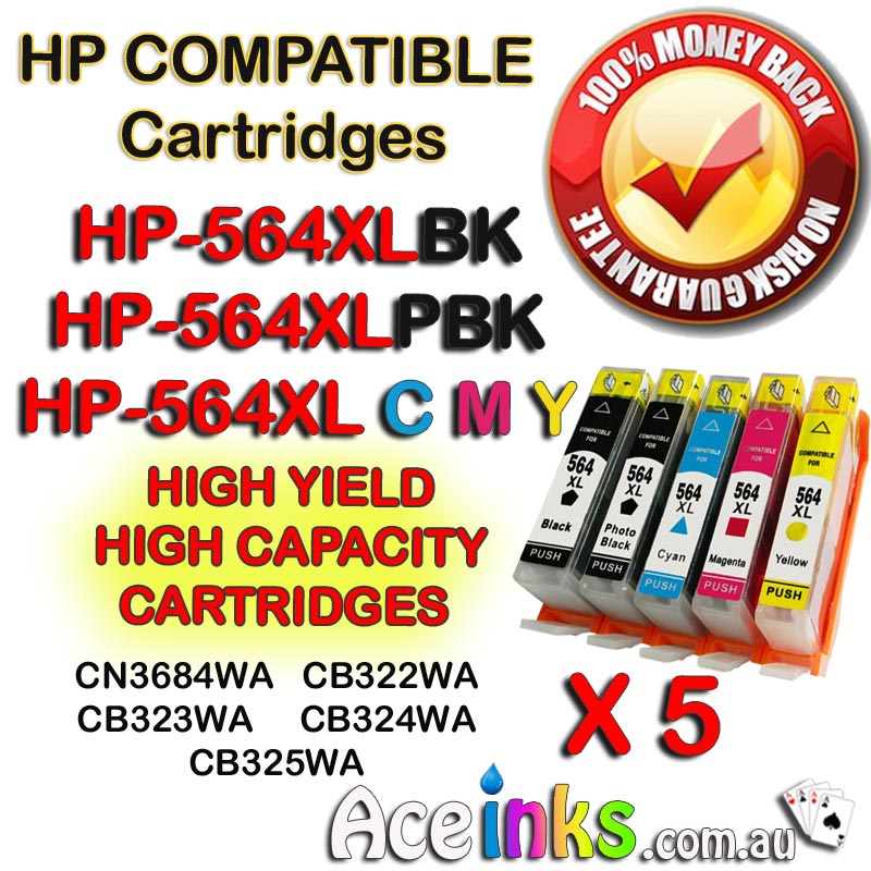 5 Pack Combo HP564XL BK HP564 XL Colour